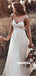 Charming V-neck Spaghetti Strap Lace Open Back Cheap Simple Wedding Dresses, WG199