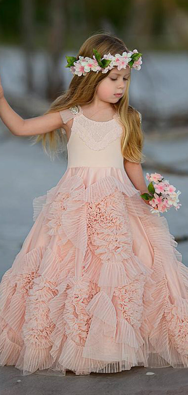 Blush Pink Cute Cheap Vintage Flower Girl Dresses, GTE2121 – sweetbridals Blush Pink Cute Cheap Vintage Flower Girl Dresses, GTE2121 – sweetbridals