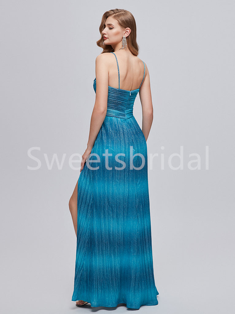 Sexy V-neck Spaghetti straps Side slit Mermaid Prom Dresses, SW1488