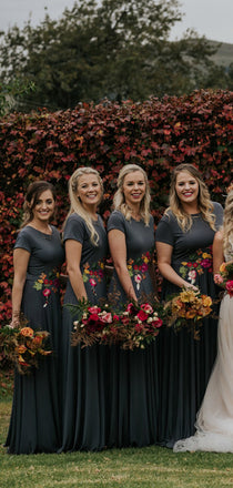 Unique Scoop Neck Floor Length Long Bridesmaid Dresses, SW1078