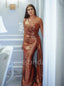 Pupular One-shoulder Mermaid Sequin Simple Prom Dresses ,SW1292