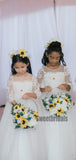 Popular Scoop Neck A-line Long Sleeve Tulle Lace Flower Girl Dresses, FGS0030