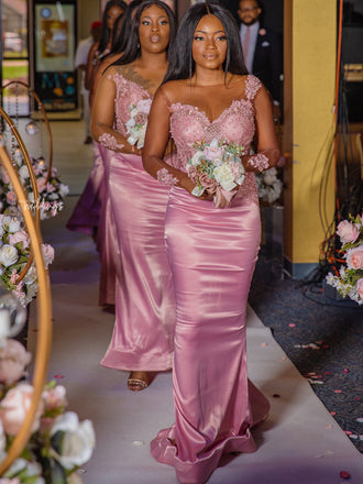 Beautiful Mermaid Sweetheart Lace Long Bridesmaid Dresses, SW9999