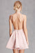 Simple Backless Pink Sexy Halter A Line Mini Short Homecoming Dress, BTW155