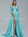 Sexy V-neck Long sleeves Side slit A-line Prom Dresses, SW1491