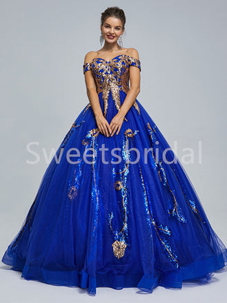 Elegant Off shoulder Sleeveless A-line Prom Dresses, SW1493