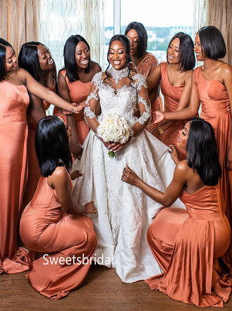 Mermaid One-shoulder Floor-length Elegant Simple Pretty Long Bridesmaid Dresses, SWE1338