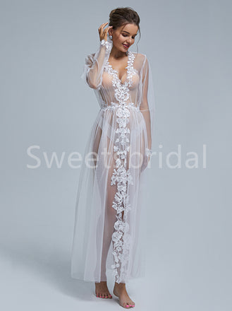 Sexy V-neck A-line Lace applique Wedding Dresses, DB0264