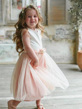 Lovely Round Neck Sleeveless A Line Tulle Flower Girl Dresses,GTE2131