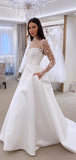 Gorgeous White Tulle A-line Floor Length Cheap Simple Wedding Dresses, WG195