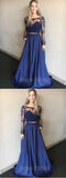 Pretty Two Pieces Lace Top Beaded Long Sleeves Long Evening Prom Dresses, SW0038