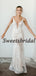 Pretty V-neck Mermaid Lace Tulle Spaghetti Strap Sleeveless Long Wedding Dresses Evening Dresses, WD1132