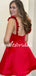 Simple V-neck Satin Mini Short Homecoming Dresses, BTW299