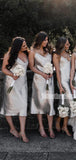 Simple V-neck Knee Length Cheap Long Bridesmaid Dresses, SW1033