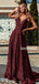 Elegant V-neck A-line Sequin Long Prom Dresses Online.SWE1265