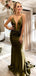Simple V-neck Mermaid Sleeveless Long Prom Dresses.SW1237