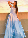 Elegant Strapless Sleeveless A-line Prom Dresses,SW1874