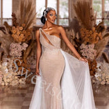 Sexy One shoulder Sleeveless Mermaid Lace applique Wedding Dresses,DB0335