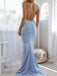 Sexy Spaghetti straps V-neck Mermaid Prom Dresses,SWM1733