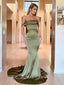 Elegant Off-shoulder Mermaid Soft Satin Long Prom Dresses Online.SW1277