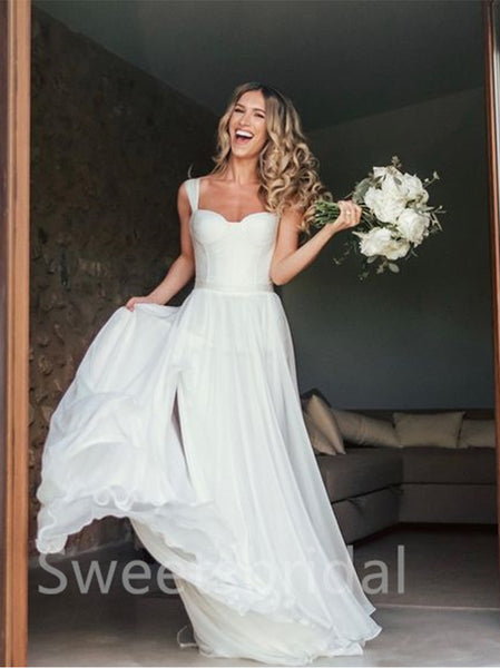 Simple Sweetheart Spaghetti straps A-Line Wedding Dresses,DB0188