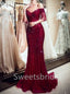 Elegant V-neck Off- shoulder Mermaid Prom Dresses, SW1375