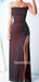 Popular Spaghetti Straps Mermaid Side Slit Burgundy Prom Dresses Online.SW1279