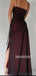 Popular Spaghetti Straps Mermaid Side Slit Burgundy Prom Dresses Online.SW1279