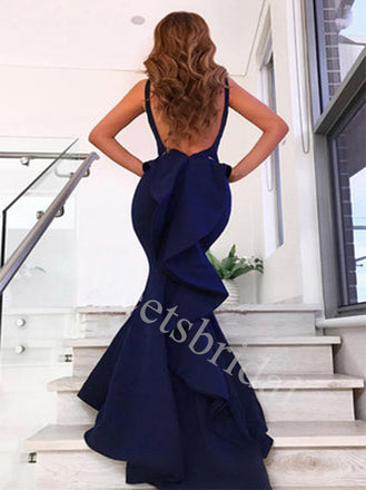 Elegant V-neck Sleeveless Mermaid Prom Dresses,SW1827