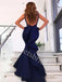 Elegant V-neck Sleeveless Mermaid Prom Dresses,SW1827