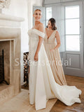 Elegant Off shoulder Side slit Lace applique Wedding Dresses, DB0260