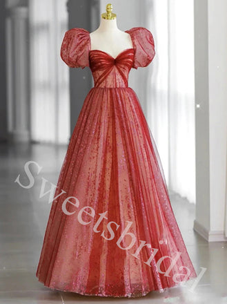 Elegant Sweetheart Cap-sleeves A-line Long Prom Dress,SW1977