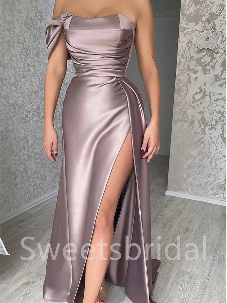 Elegant One shoulder Sleeveless Side slit Sheath Prom Dresse, SW1538 ...