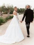 Elegant Off shoulder Side slit Lace applique Wedding Dresses, DB0260