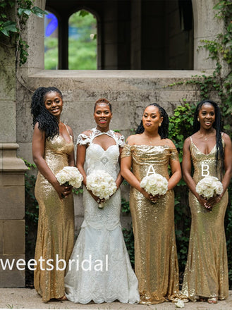 Mismatched Spaghetti straps Off-shoulder Elegant Simple Long Bridesmaid Dressess, SWE1350