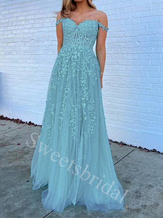 Elegant Sweetheart Off shoulder A-line Prom Dresses,SW1896