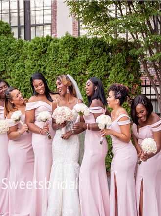 Mismatched Off-shoulder Mermaid Elegant Simple Long Bridesmaid Dressess,, SWE1351