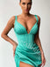 Sexy V-neck Spaghetti straps Side slit Mermaid Prom Dresses,SW1725