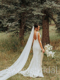 Simple V-neck Mermaid Lace applique Wedding Dresses,DB0191