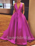 Elegant V-neck Sleeveless A-line Prom Dresses ,SW1350
