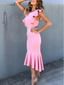 Simple Round Neck Open Back Mermaid With Ruffle Short Homecoming Dress, BTW203