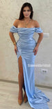 Simple Off-shoulder Side Slit Mermaid Ball Gown Evening Party Prom Dresses,SW1142