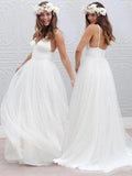New Hot Sale Simple White Spaghetti Straps V-Neck Elegant Wedding Dresses.RG0002