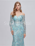 Elegant V-neck Off shoulder Mermaid Prom Dresses, SW1494