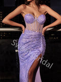 Sexy Sweetheart Sleeveless Side slit Mermaid Prom Dresses,SW1704