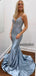 Sexy V-neck Mermaid Open Back Satin Long Prom Dress,MD306