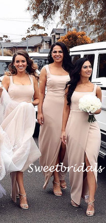 Charming Spaghetti Strap Sleeveless Side Slit Bridesmaid Dresses, SW1159