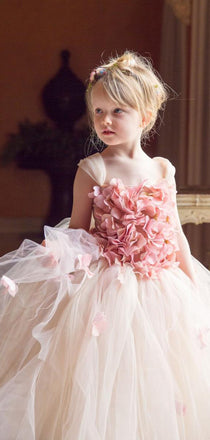 Lovely Spaghetti Strap Sleeveless A Line Tulle Lace Flower Girl Dresses，GTE2133