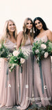 Mismatched V-neck A-line Floor-length Long Bridesmaid Dresses, SW1214