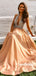 Simple Deep V-neck A-line Cheap Long Prom Dresses.SW1204